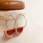 Boucle oreille bois créateur bijou "
