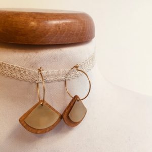 Boucles oreilles créole doré éventail fait main Lyon