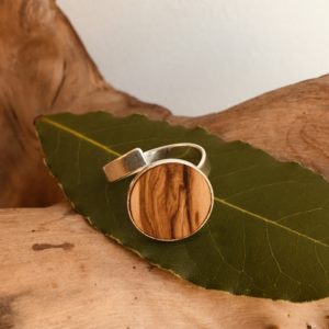 bague bois et argent 15mm bois d'olivier Rootsabaga bijouterie lyon