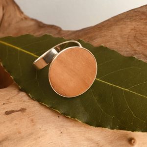 bague bois et argent 18mm bois de merisier Rootsabaga bijouterie lyon