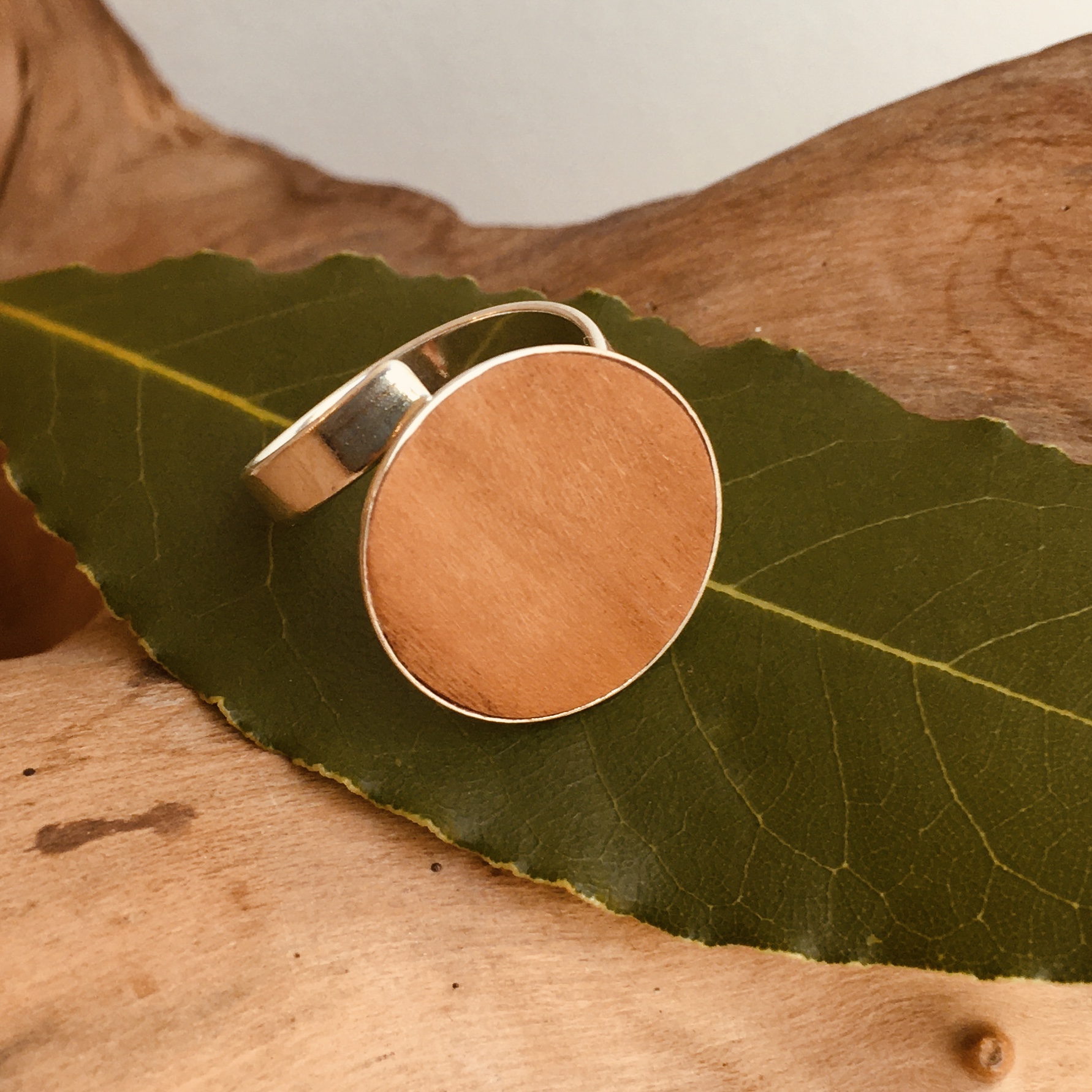 bague bois et argent 18mm bois de merisier Rootsabaga bijouterie lyon