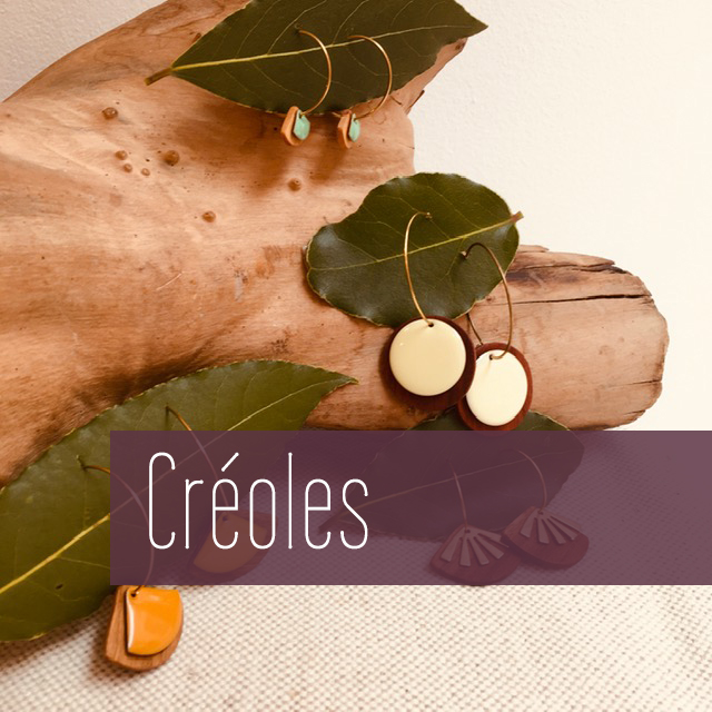 Boucles d'oreilles créole Rootsabaga création bijoux naturels artisanaux Lyon