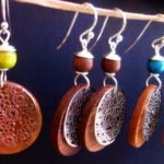Boucle oreille bois créateur bijou "